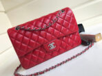 FLAP BAG MEDIUM 25CM RED LAMBSKIN SILVER HARDWARE - Image 9