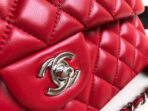 FLAP BAG MEDIUM 25CM RED LAMBSKIN SILVER HARDWARE - Image 10