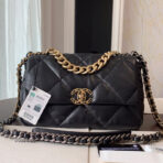 19 FLAP BAG 30 BLACK GOATSKIN GOLD HARDWARE - Image 2