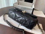 19 FLAP BAG 30 BLACK GOATSKIN GOLD HARDWARE - Image 9