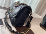 19 FLAP BAG 30 BLACK GOATSKIN GOLD HARDWARE - Image 10