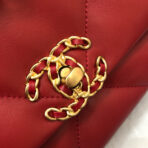 19 FLAP BAG 26 RED LAMBSKIN GOLD HARDWARE - Image 4