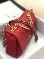 19 FLAP BAG 26 RED LAMBSKIN GOLD HARDWARE - Image 7