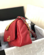19 FLAP BAG 26 RED LAMBSKIN GOLD HARDWARE - Image 8