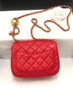 MINI SQUARE CLASSIC FLAP BAG 17CM RED LAMBSKIN GOLD HARDWARE - Image 4