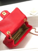 MINI SQUARE CLASSIC FLAP BAG 17CM RED LAMBSKIN GOLD HARDWARE - Image 7