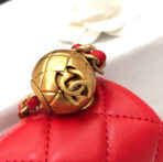 MINI SQUARE CLASSIC FLAP BAG 17CM RED LAMBSKIN GOLD HARDWARE - Image 8