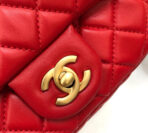 MINI SQUARE CLASSIC FLAP BAG 17CM RED LAMBSKIN GOLD HARDWARE - Image 10