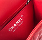 MINI SQUARE FLAP BAG 17CM RED LAMBSKIN SILVER HARDWARE - Image 10