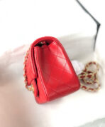 MINI SQUARE FLAP BAG 17CM RED LAMBSKIN GOLD HARDWARE - Image 6