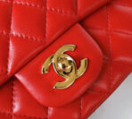 MINI SQUARE FLAP BAG 17CM RED LAMBSKIN GOLD HARDWARE - Image 9