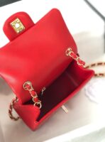 MINI SQUARE FLAP BAG 17CM RED LAMBSKIN GOLD HARDWARE - Image 3