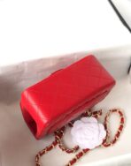MINI SQUARE FLAP BAG 17CM RED LAMBSKIN GOLD HARDWARE - Image 10
