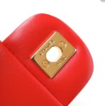 MINI SQUARE FLAP BAG 17CM RED LAMBSKIN GOLD HARDWARE - Image 8
