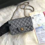 CC MINI 20 BAG IN SHADOW GREY CALFSKIN GOLD HARDWARE - Image 2