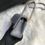 CC MINI 20 BAG IN SHADOW GREY CALFSKIN GOLD HARDWARE - Image 7