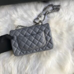 CC MINI 20 BAG IN SHADOW GREY CALFSKIN GOLD HARDWARE - Image 4