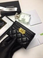 CC BOY CARD HOLDER 11.2 BLACK CALFSKIN GOLD ICON - Image 3