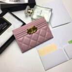 CC BOY CARD HOLDER 11.2 BABY PINK CALFSKIN GOLD ICON - Image 2