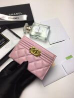 CC BOY CARD HOLDER 11.2 BABY PINK CALFSKIN GOLD ICON - Image 3