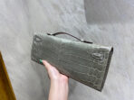 KELLY CUT 31 IN ASH GRAY SHINNY  CROCO-EMBOSSED WITH SILVER HARDWARE - Image 4