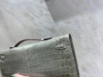 KELLY CUT 31 IN ASH GRAY SHINNY  CROCO-EMBOSSED WITH SILVER HARDWARE - Image 6