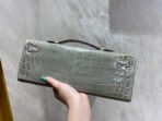 KELLY CUT 31 IN ASH GRAY SHINNY  CROCO-EMBOSSED WITH SILVER HARDWARE - Image 3