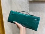 KELLY CUT 31 IN PINE GREEN SHINNY  CROCO-EMBOSSED WITH GOLD HARDWARE - Image 3