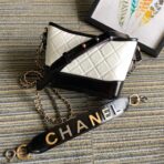 CC MEDIUM 20 HOBO BAG IN WHITE MIX BLACK CALFSKIN WITH STRAP - Image 2