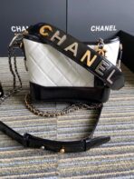 CC MEDIUM 20 HOBO BAG IN WHITE MIX BLACK CALFSKIN WITH STRAP - Image 3