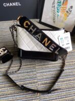 CC MEDIUM 20 HOBO BAG IN WHITE MIX BLACK CALFSKIN WITH STRAP - Image 4