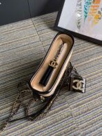 CC MEDIUM 20 HOBO BAG IN BEIGE CREAM MIX BLACK CALFSKIN WITH STRAP - Image 9