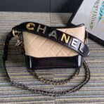 CC MEDIUM 20 HOBO BAG IN BEIGE CREAM MIX BLACK CALFSKIN WITH STRAP - Image 2