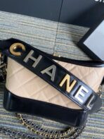 CC MEDIUM 20 HOBO BAG IN BEIGE CREAM MIX BLACK CALFSKIN WITH STRAP - Image 4