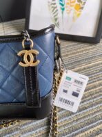 CC MEDIUM 20 HOBO BAG IN AEGEAN BLUE MIX BLACK CALFSKIN WITH STRAP - Image 5