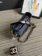 CC MEDIUM 20 HOBO BAG IN AEGEAN BLUE MIX BLACK CALFSKIN WITH STRAP - Image 7