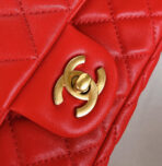 MINI RECTANGLE CLASSIC FLAP BAG 20CM RED LAMBSKIN GOLD HARDWARE - Image 4