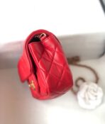 MINI RECTANGLE CLASSIC FLAP BAG 20CM RED LAMBSKIN GOLD HARDWARE - Image 5