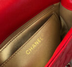 MINI RECTANGLE CLASSIC FLAP BAG 20CM RED LAMBSKIN GOLD HARDWARE - Image 6
