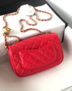 MINI RECTANGLE CLASSIC FLAP BAG 20CM RED LAMBSKIN GOLD HARDWARE - Image 3