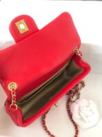 MINI RECTANGLE CLASSIC FLAP BAG 20CM RED LAMBSKIN GOLD HARDWARE - Image 8