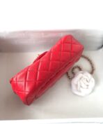 MINI RECTANGLE CLASSIC FLAP BAG 20CM RED LAMBSKIN GOLD HARDWARE - Image 9