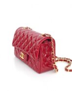 MINI RECTANGLE FLAP BAG 20CM RED PATENT CALFSKIN GOLD HARDWARE - Image 3
