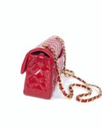 MINI RECTANGLE FLAP BAG 20CM RED PATENT CALFSKIN GOLD HARDWARE - Image 4