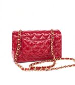 MINI RECTANGLE FLAP BAG 20CM RED PATENT CALFSKIN GOLD HARDWARE - Image 6
