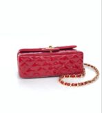 MINI RECTANGLE FLAP BAG 20CM RED PATENT CALFSKIN GOLD HARDWARE - Image 8