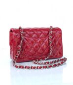 MINI RECTANGLE FLAP BAG 20CM RED PATENT CALFSKIN SILVER HARDWARE - Image 5