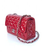 MINI RECTANGLE FLAP BAG 20CM RED PATENT CALFSKIN SILVER HARDWARE - Image 6