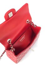 MINI RECTANGLE FLAP BAG 20CM RED PATENT CALFSKIN SILVER HARDWARE - Image 8