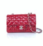 MINI RECTANGLE FLAP BAG 20CM RED PATENT CALFSKIN SILVER HARDWARE - Image 2